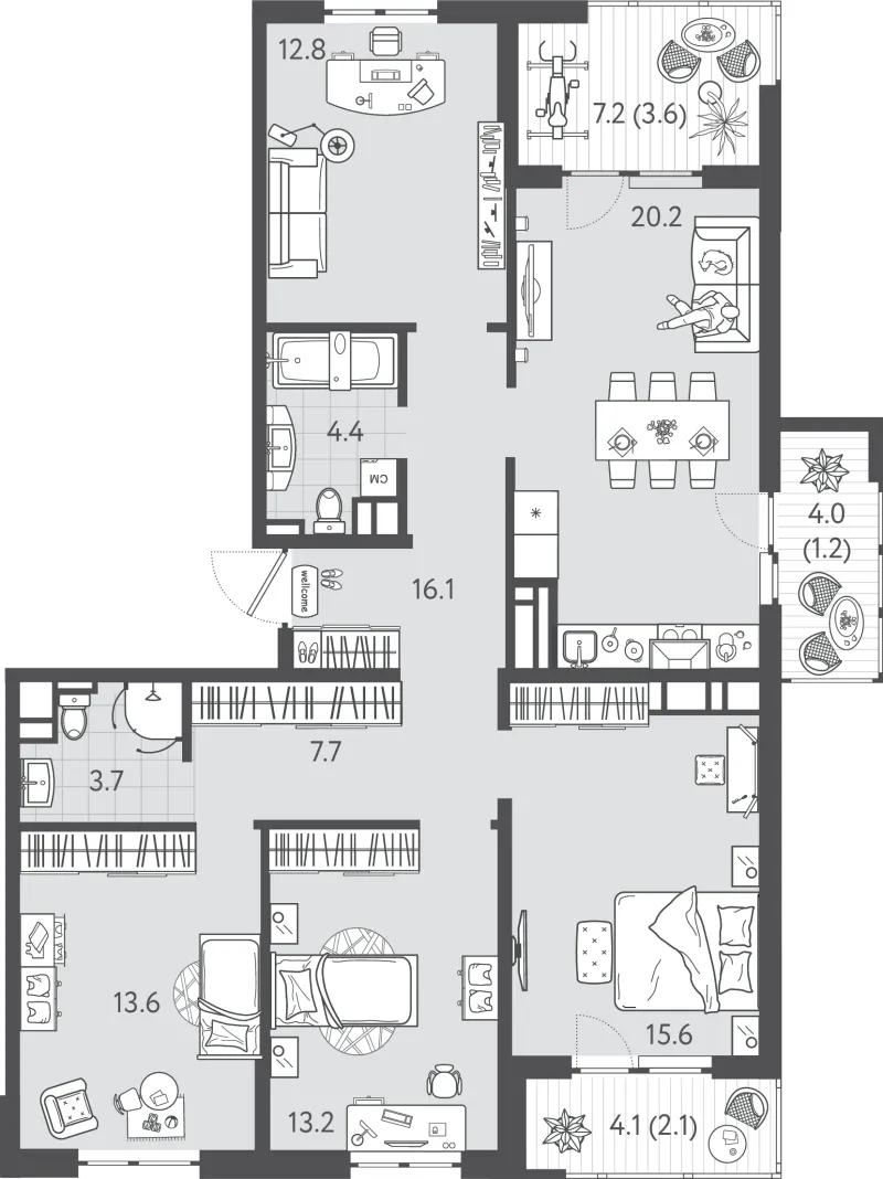 4-комн. 107.3 м²