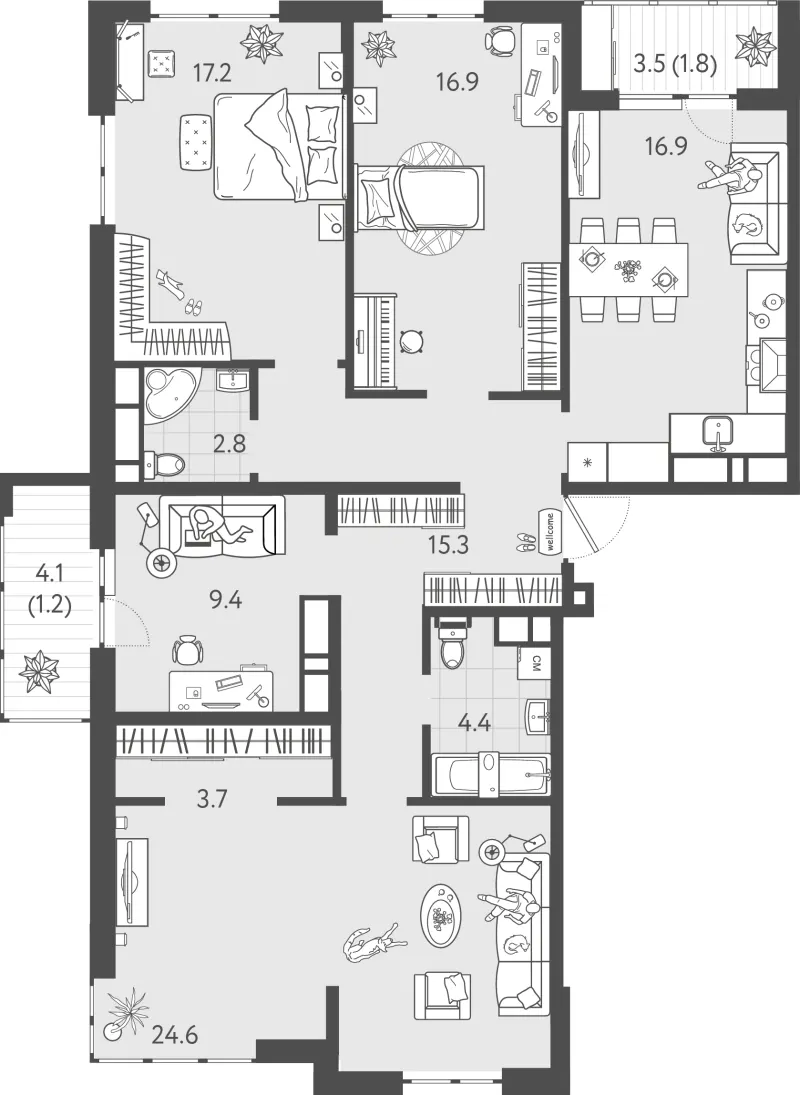 4-комн. 114.4 м²