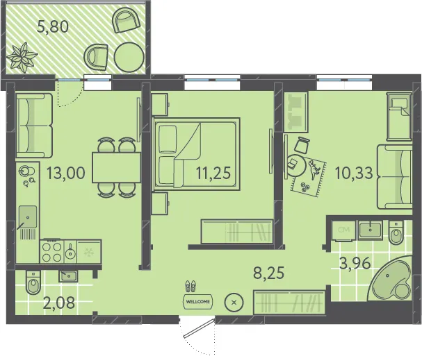 2-комн. 49.7 м²