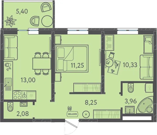 2-комн. 49.8 м²