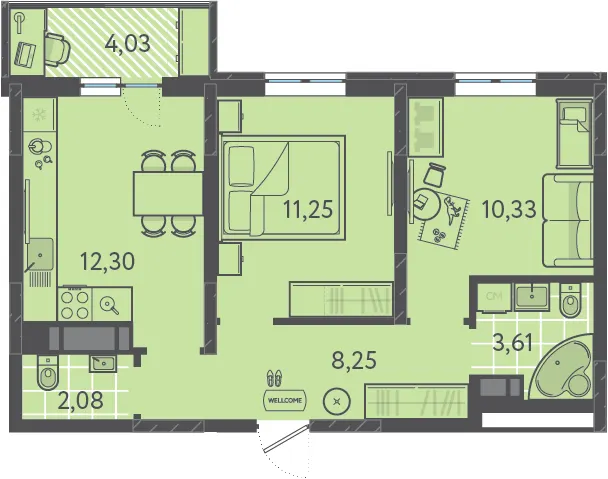 2-комн. 48.9 м²