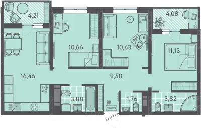 71,9 м² — планировка