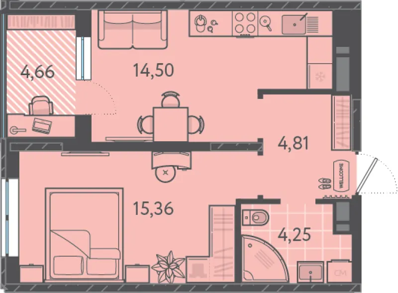 1-комн. 41.2 м²