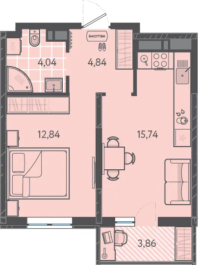 1-комн. 37.9 м²