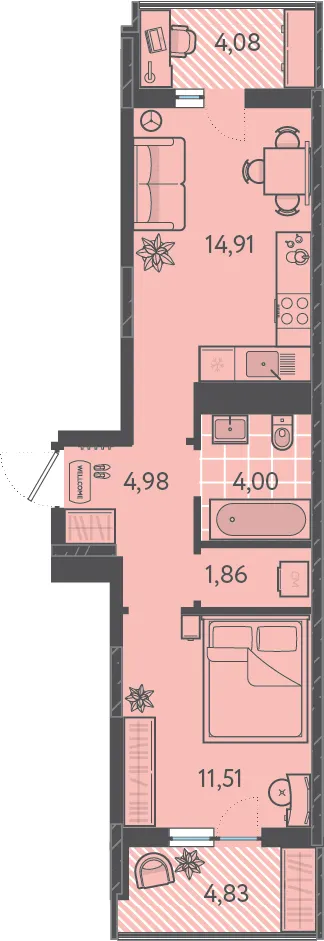 1-комн. 41.9 м²