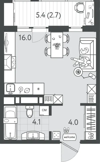 26,5 м² — планировка
