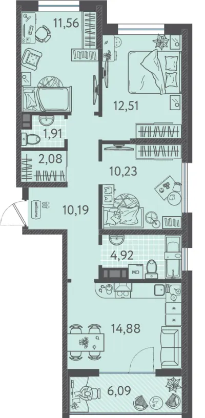 71 м² — планировка