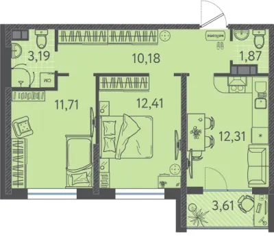 52,4 м² — планировка
