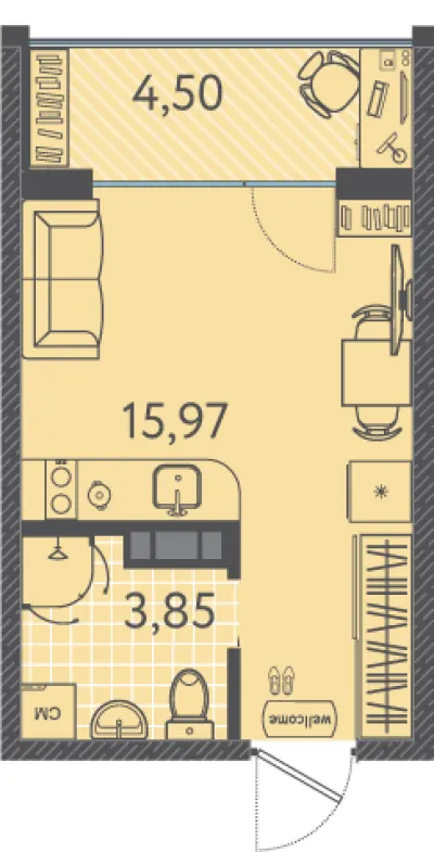 21,8 м² — планировка
