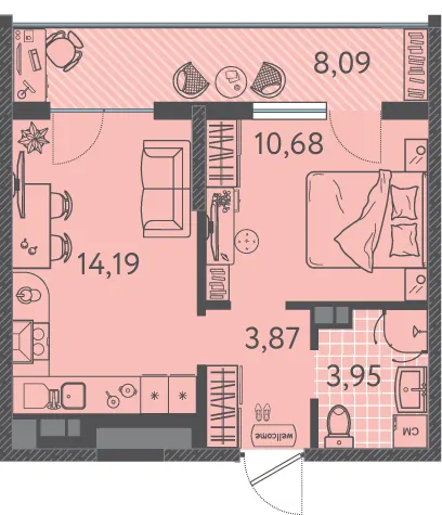 1-комн. 36.1 м²
