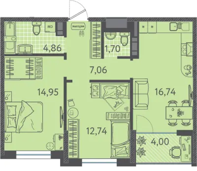 59,1 м² — планировка