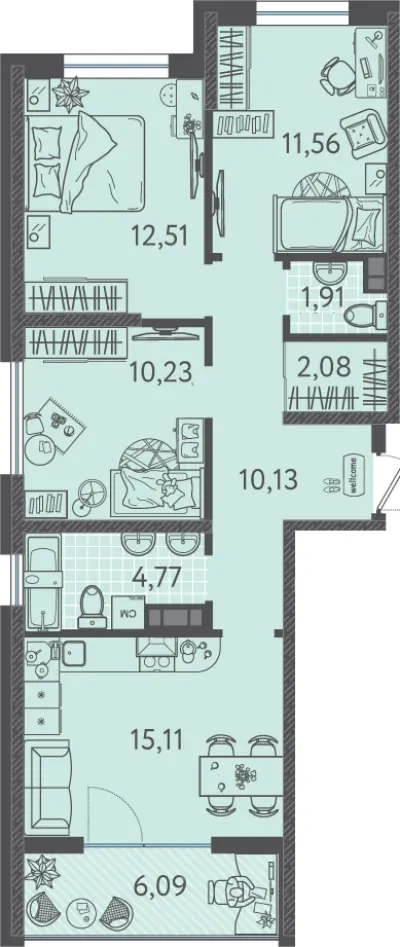70,7 м² — планировка
