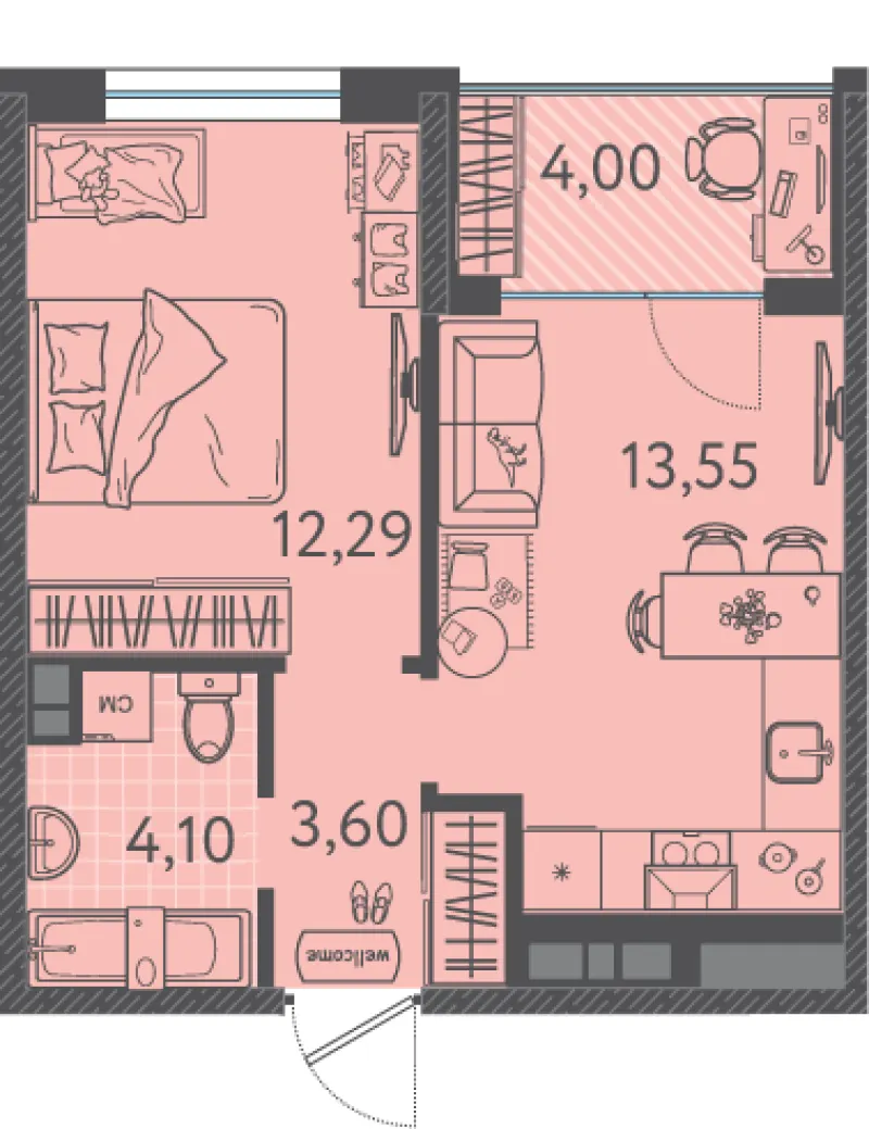 1-комн. 35.4 м²