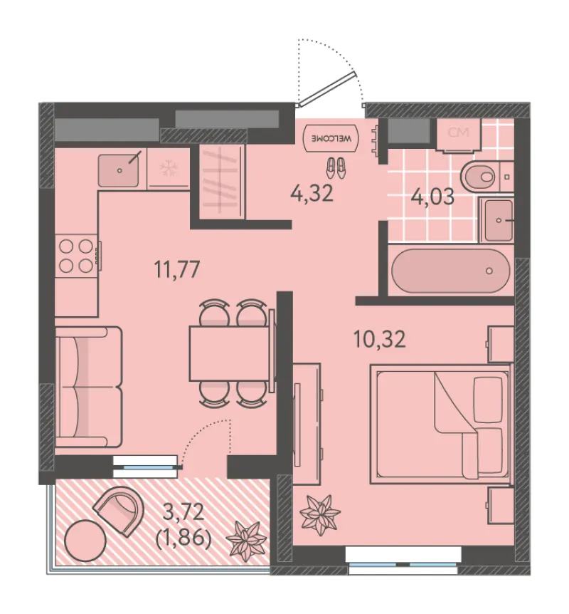 1-комн. 32.1 м²