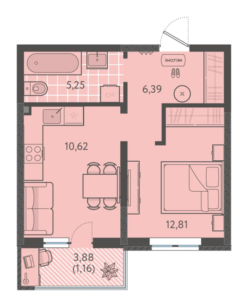 1-комн. 36.2 м²