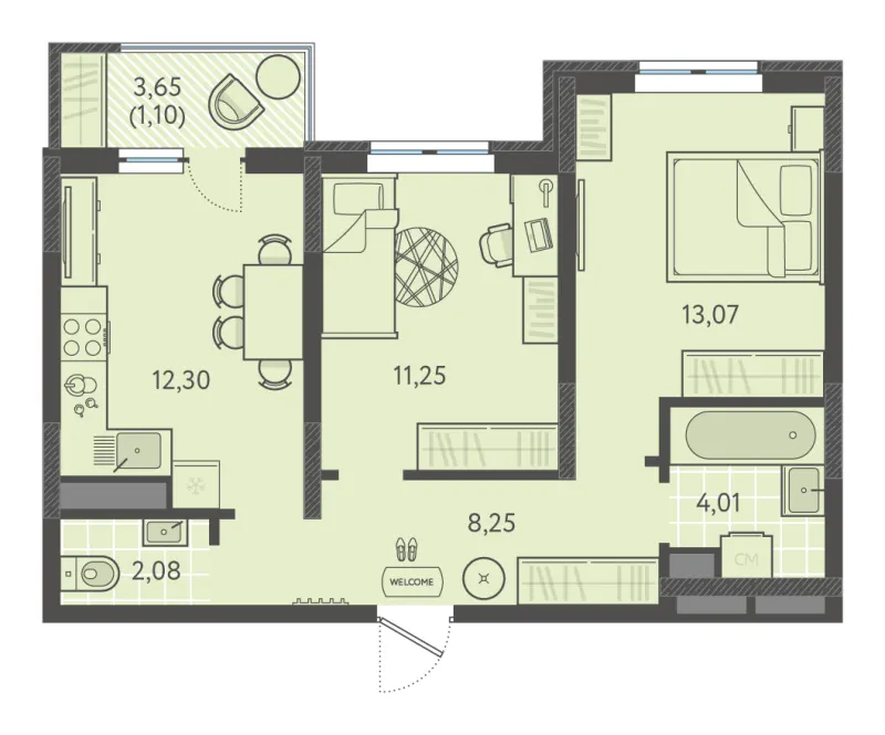 2-комн. 51.7 м²