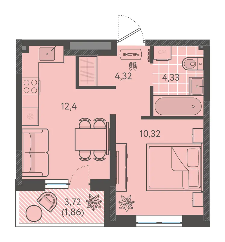 1-комн. 32.2 м²