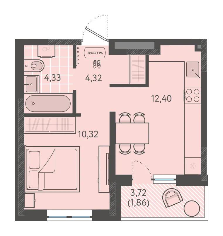 1-комн. 32.1 м²