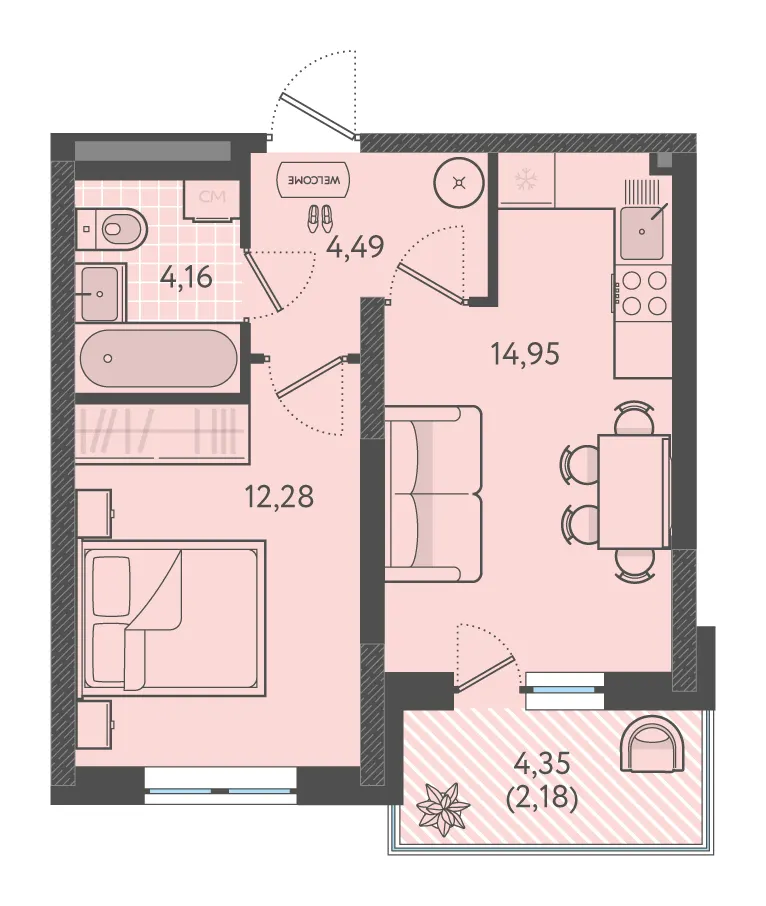 1-комн. 36.2 м²
