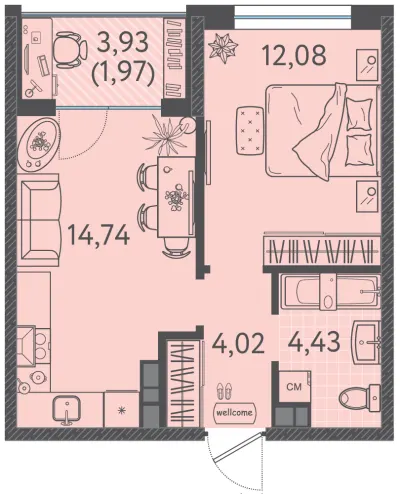 36,3 м² — планировка