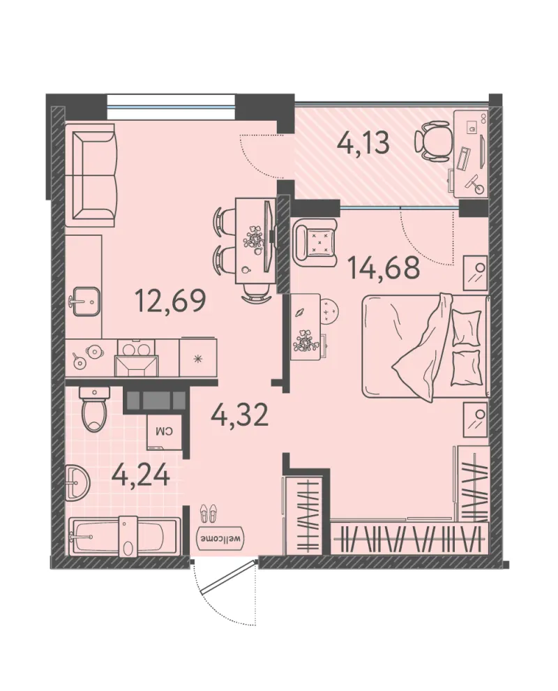 1-комн. 37.4 м²