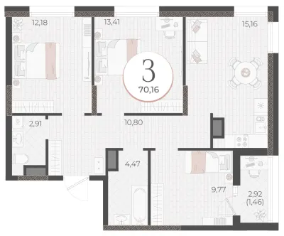 70,2 м² — планировка