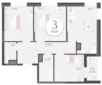 70,2 м² — планировка