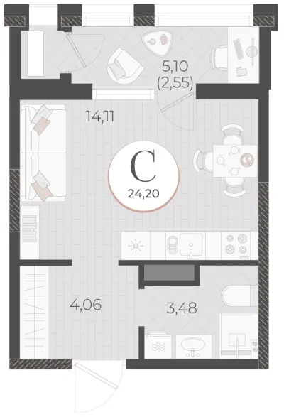 24,2 м² — планировка
