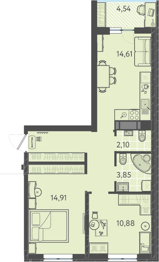 2-комн. 57.5 м²