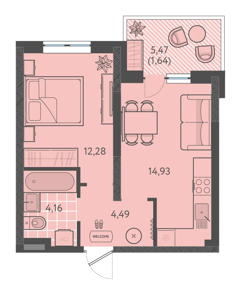 1-комн. 36.9 м²