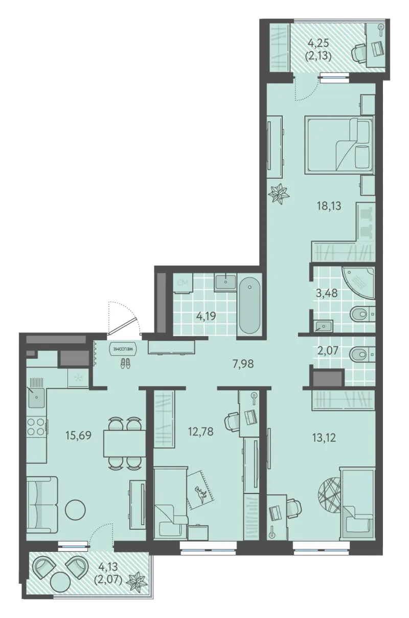 3-комн. 81.1 м²