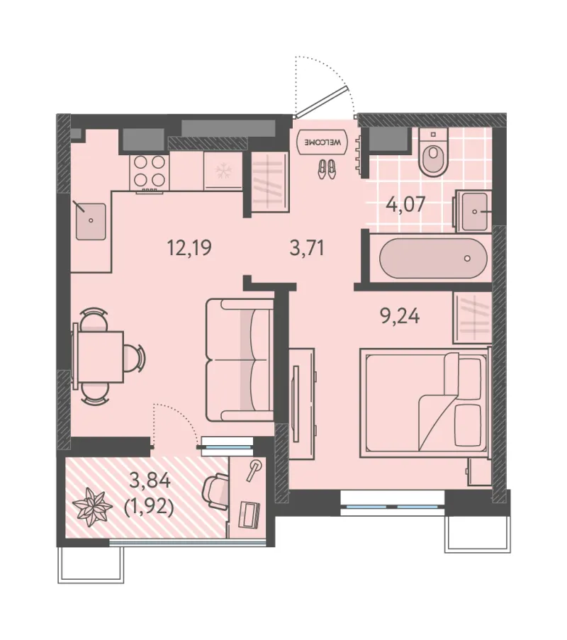 1-комн. 31.1 м²