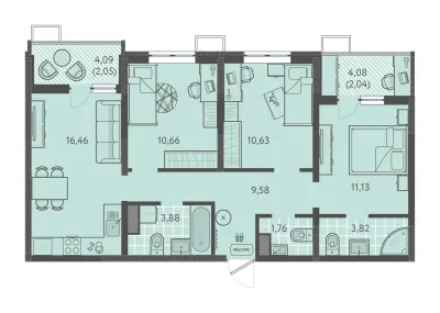 72 м² — планировка