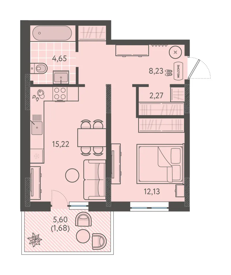 1-комн. 44.2 м²