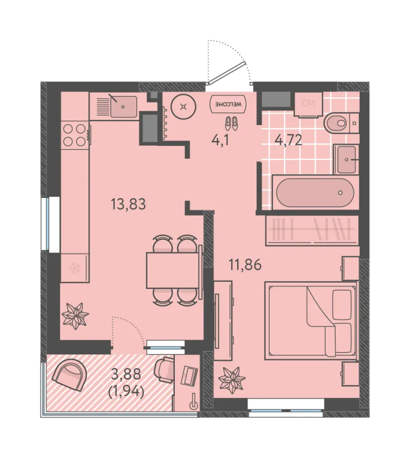 1-комн. 36.5 м²