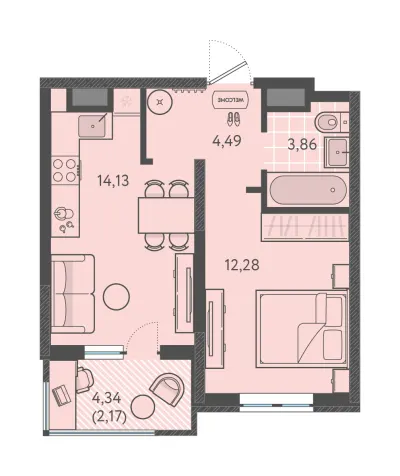 36,9 м² — планировка