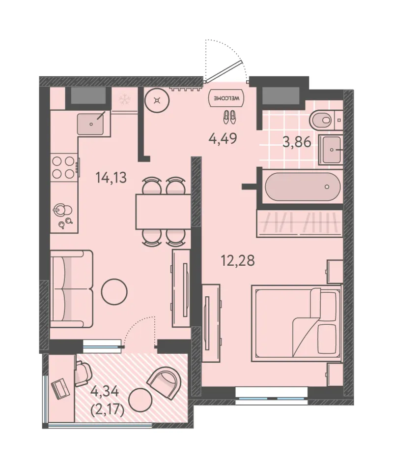 1-комн. 36.9 м²