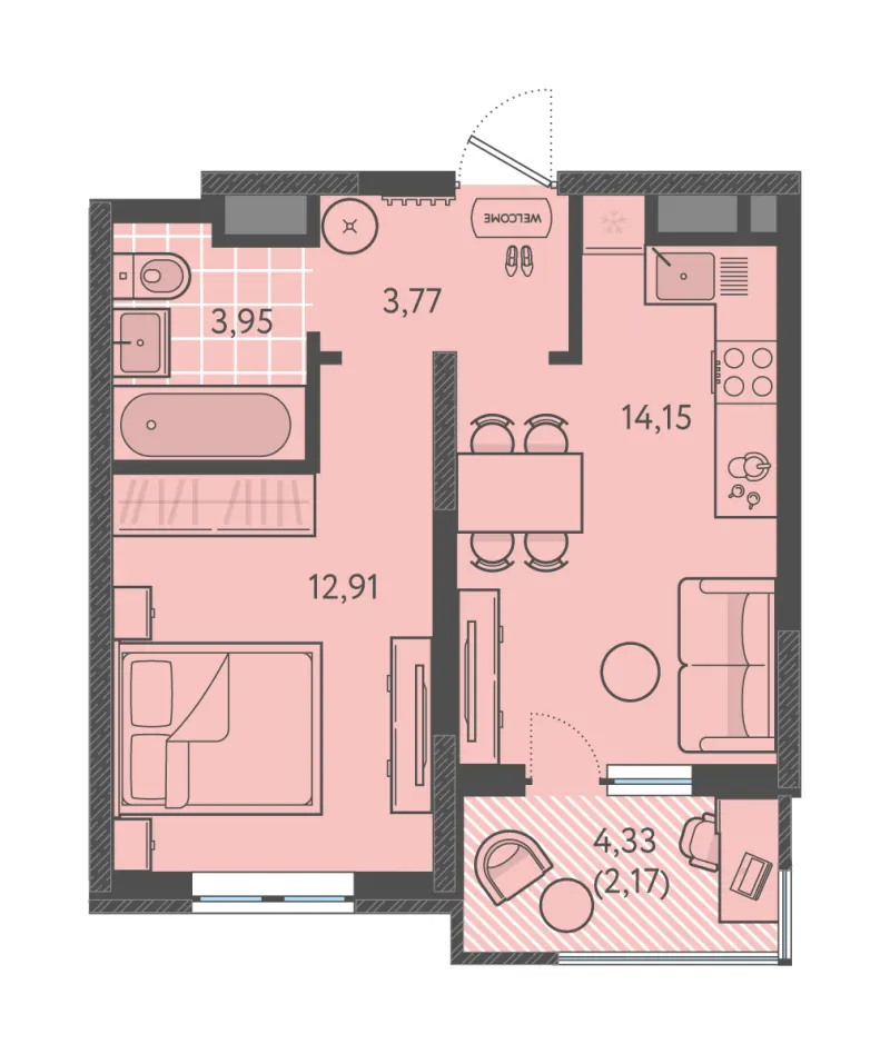 1-комн. 37 м²