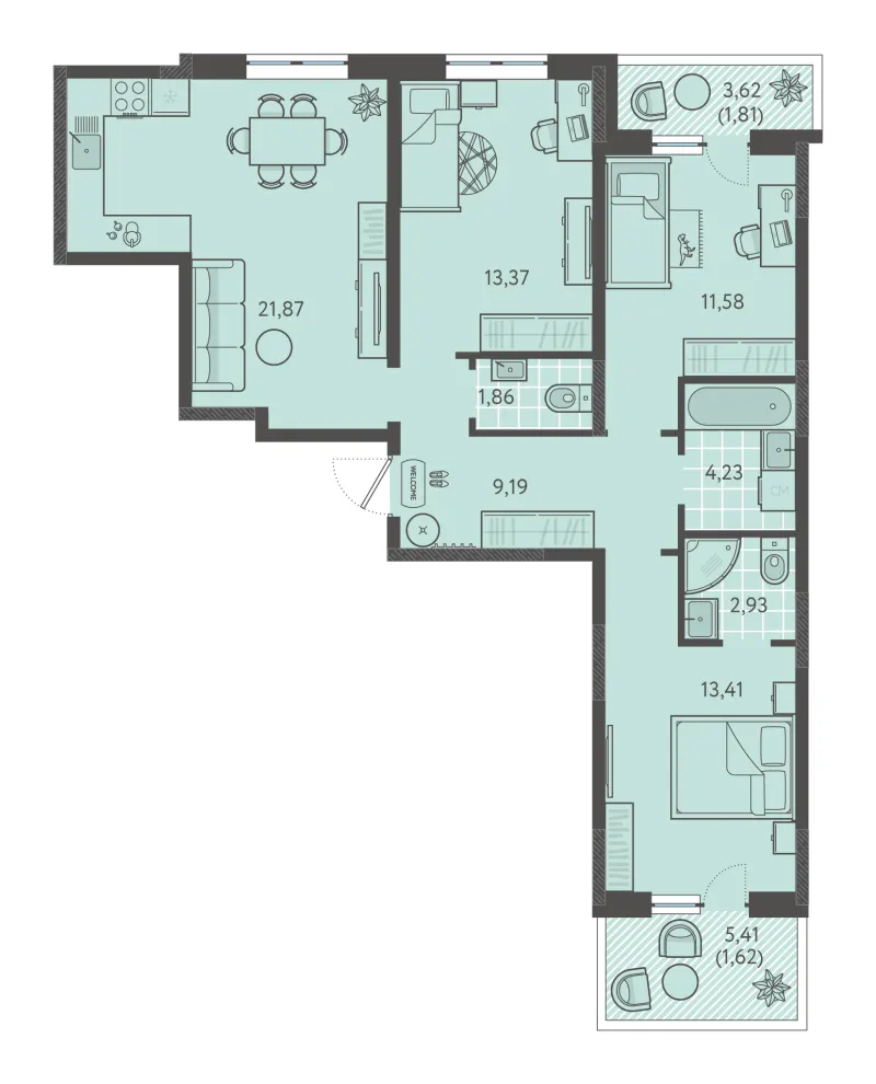 3-комн. 81.9 м²