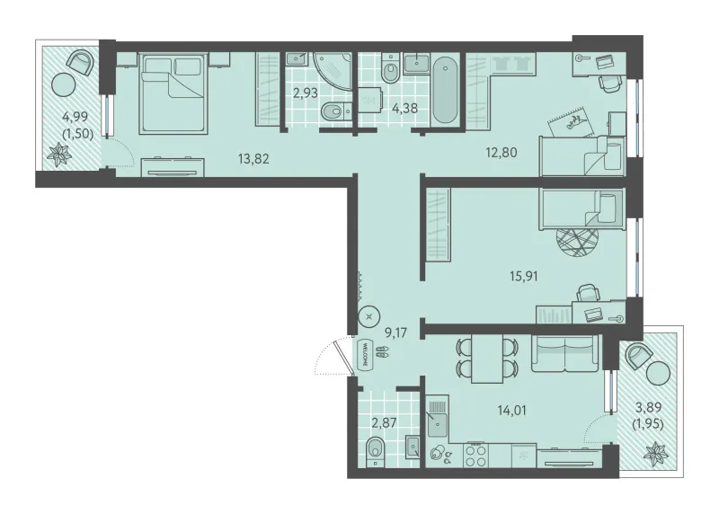 3-комн. 79.3 м²
