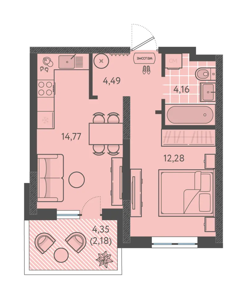 1-комн. 37.9 м²