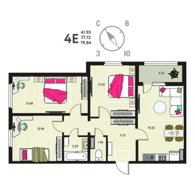 79,8 м² — планировка