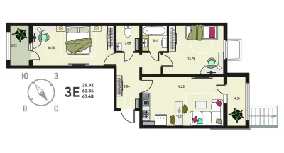 67,5 м² — планировка