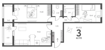 62,9 м² — планировка