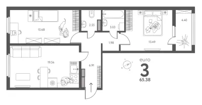 65,4 м² — планировка