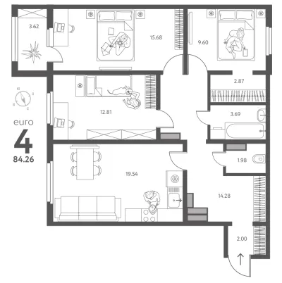 84,3 м² — планировка