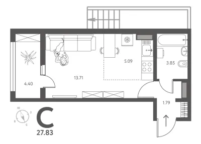 27,8 м² — планировка