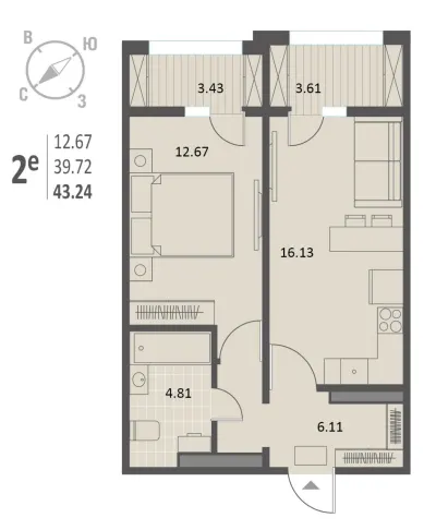 43,2 м² — планировка