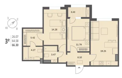 66,3 м² — планировка