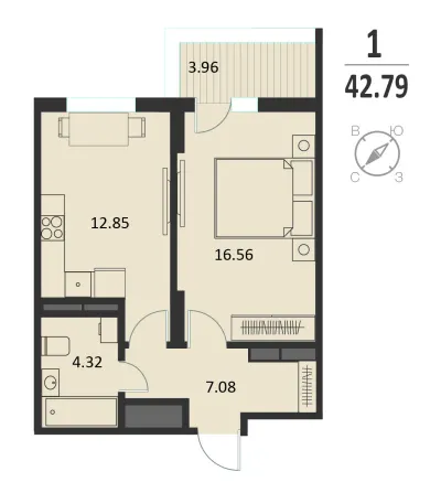42,8 м² — планировка